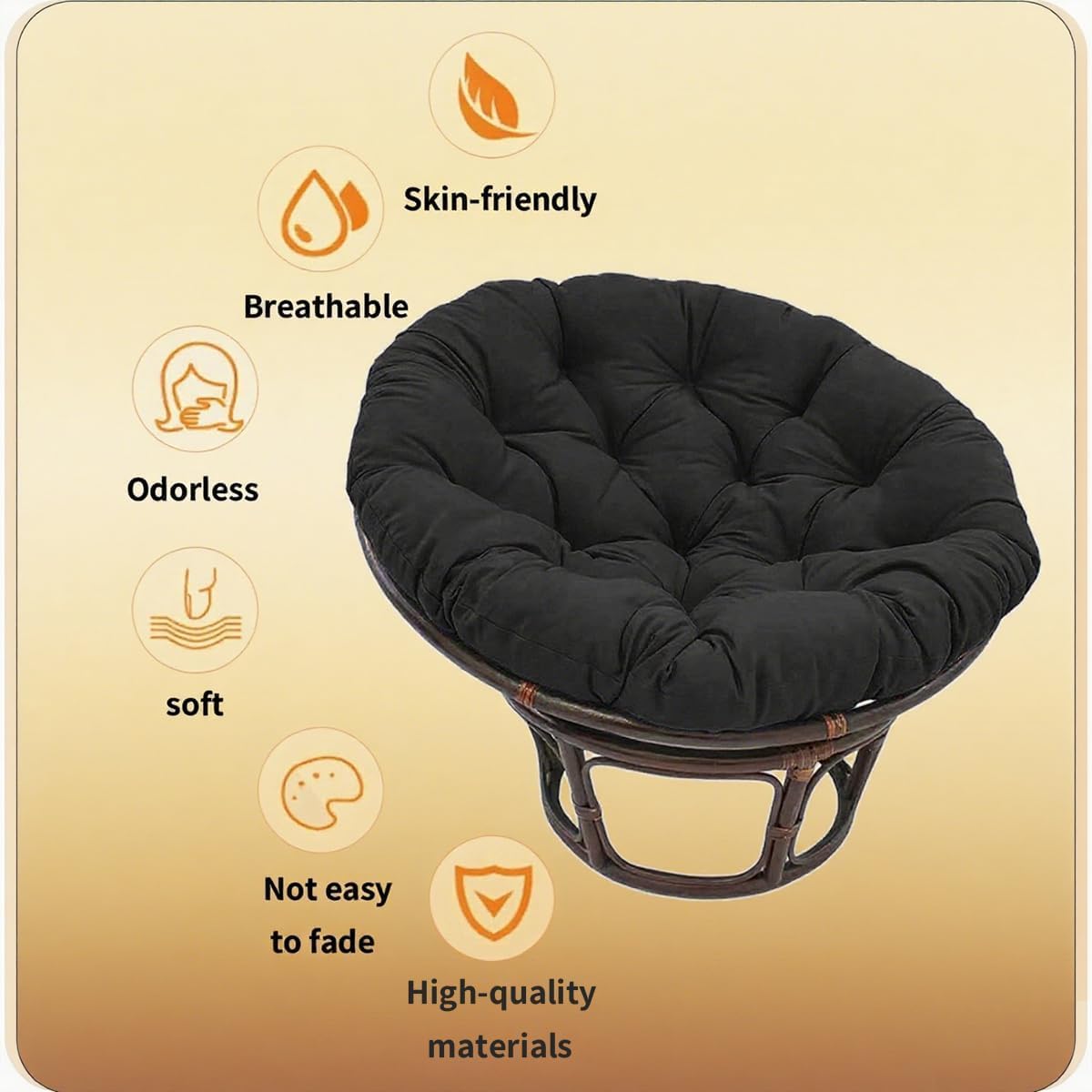 Large Round Chair Cushion, Thick Outdoor Rocking Chair Cushion, Rattan Hanging Basket Cushion, for Indoor Outdoor Chair Garden Egg Nest Replacement Pad Grey 150cm