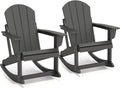 GREENVINES Adirondack Rocking Chairs Set of 2 | HDPE Plastic | Porch Rocker | Chair for Patio Outdoor Deck | All Weather | Black