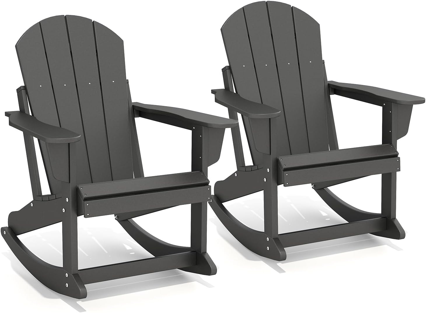GREENVINES Adirondack Rocking Chairs Set of 2 | HDPE Plastic | Porch Rocker | Chair for Patio Outdoor Deck | All Weather | Black