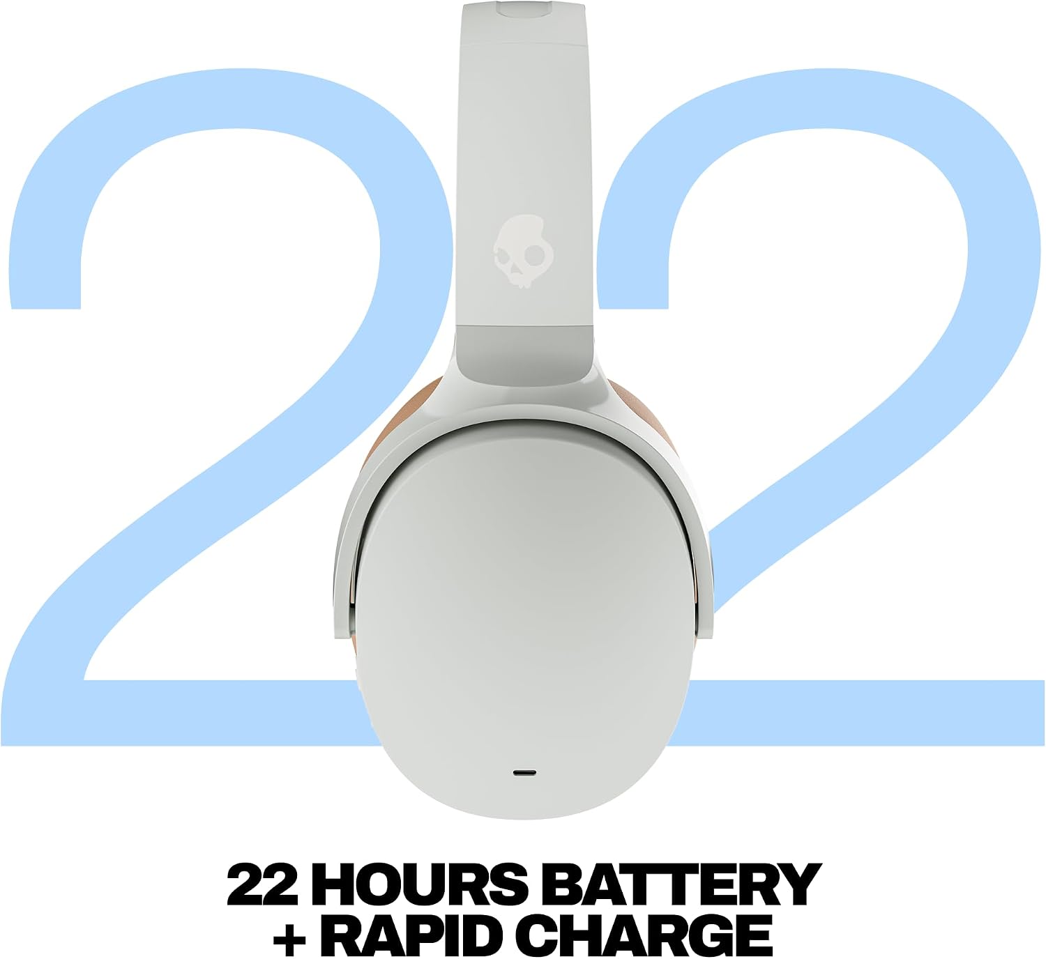 Skullcandy Hesh ANC Wireless Over-Ear Bluetooth Headphones with Extra USB-C Charging Cable, Active Noise Canceling, 22 Hrs Battery, Foldable Lightweight Design, Microphone iPhone Android - Mod White