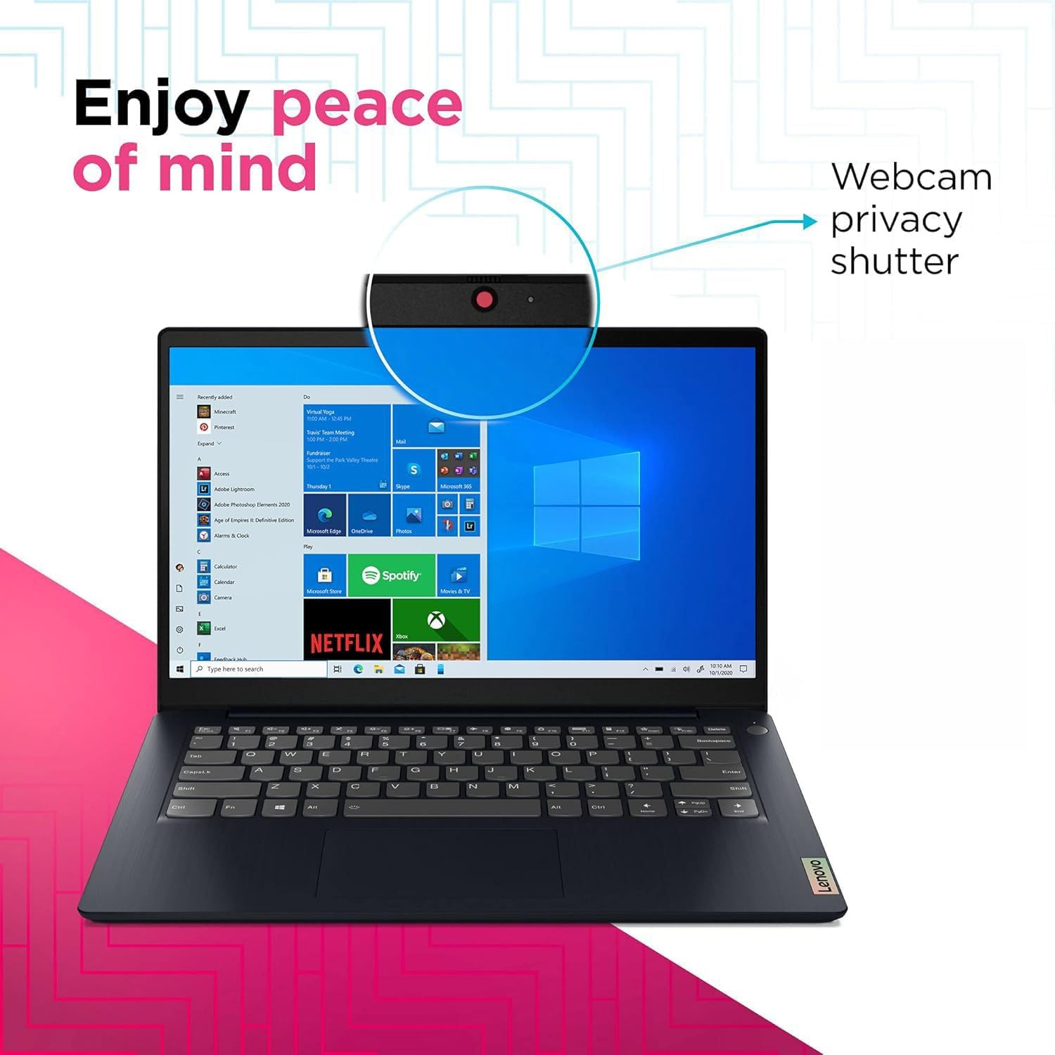 Lenovo IdeaPad 3 14' FHD Laptop | Intel Core i3 Processor | Windows 11 | 8GB DDR4 RAM | 256GB PCIe SSD | HDMI & SD Card Reader | Webcam w/Privacy Shutter | Perfect for Students, Work & Everyday Use