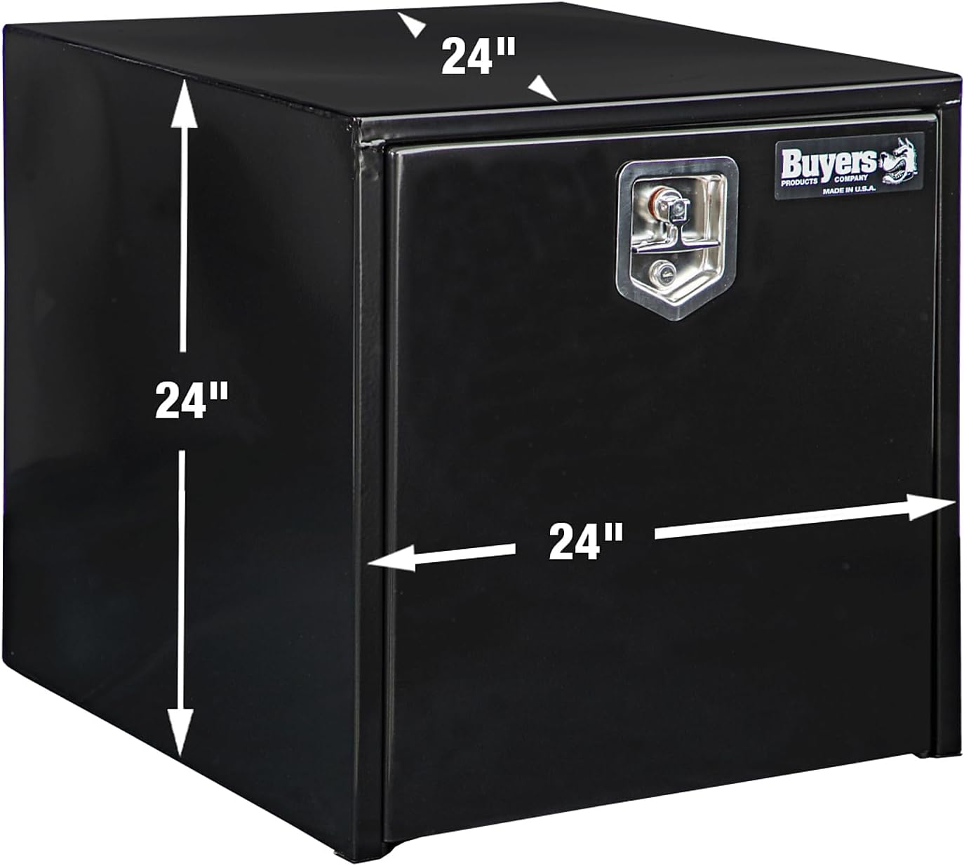 Buyers Products 1704300 Black Steel Underbody Truck Tool Box – 24 x 24 x 24 Inch - Truck Bed & Underbelly RV Storage Box, Locking T-Latch, Weather-Resistant, Heavy-Duty Flatbed Job Box, Made in USA