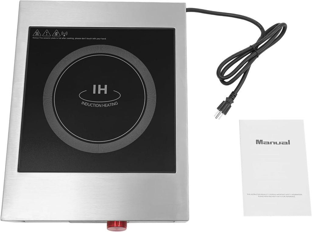 Commercial Grade Induction Cooktop Portable Induction Cooktop 8-inch Large Heating Coil Stainless Steel Countertop Burners Touch Screen and LCD Display Silver/Black