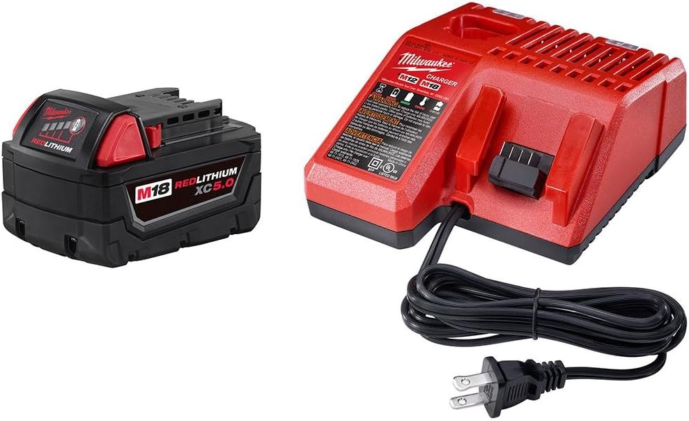 Milwaukee M18 18-Volt Lithium-Ion 5.0 Ah Battery and Charger Starter Kit with Tool Bag