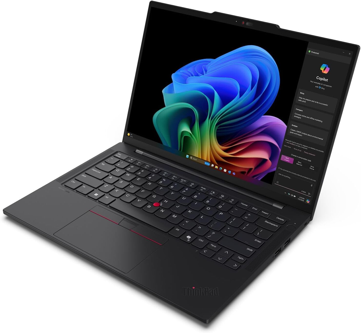 Lenovo ThinkPad T14s Gen 6 Ultraslim Copilot+ Laptop, Snapdragon X Elite X1E-78-100 Processor, 14' WUXGA (1920 x 1200), IPS, Anti-Glare, 32GB DDR5, 1 TB SSD, Qualcomm Adreno GPU, Windows 11 Pro- Black