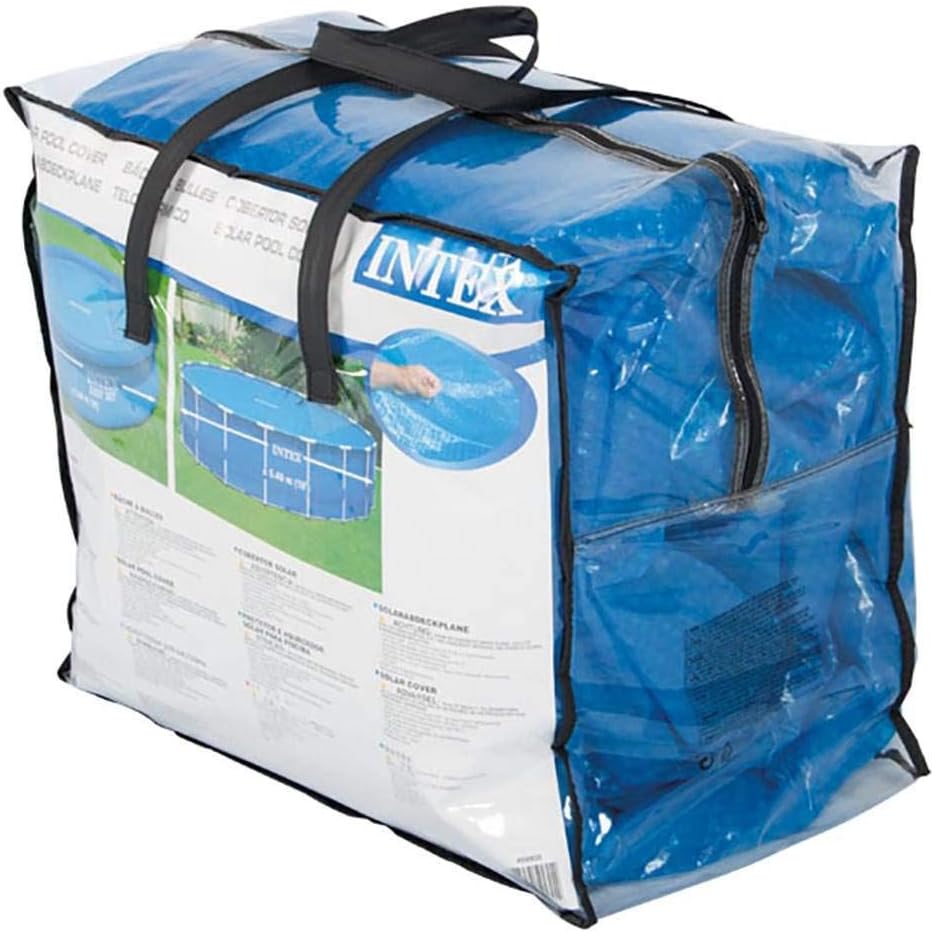Intex 18' Round Easy Set Vinyl Solar Cover Bundled with 18' Deluxe Debris Pool Cover Above Ground Swimming Pools, Pool Cover Accessory Only