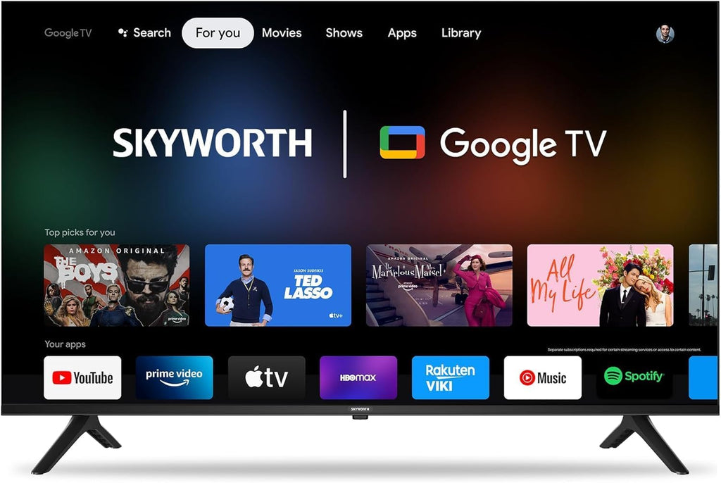 Skyworth 50-Inch UE7600 Series LED 4K UHD Google TV, HDR10, Dolby Audio, Bezel-Less Design, Ultra-Slim, Bluetooth Remote, Smart TV with Chromecast and Google Assistant Built-in (50UE7600, 2023 Model)