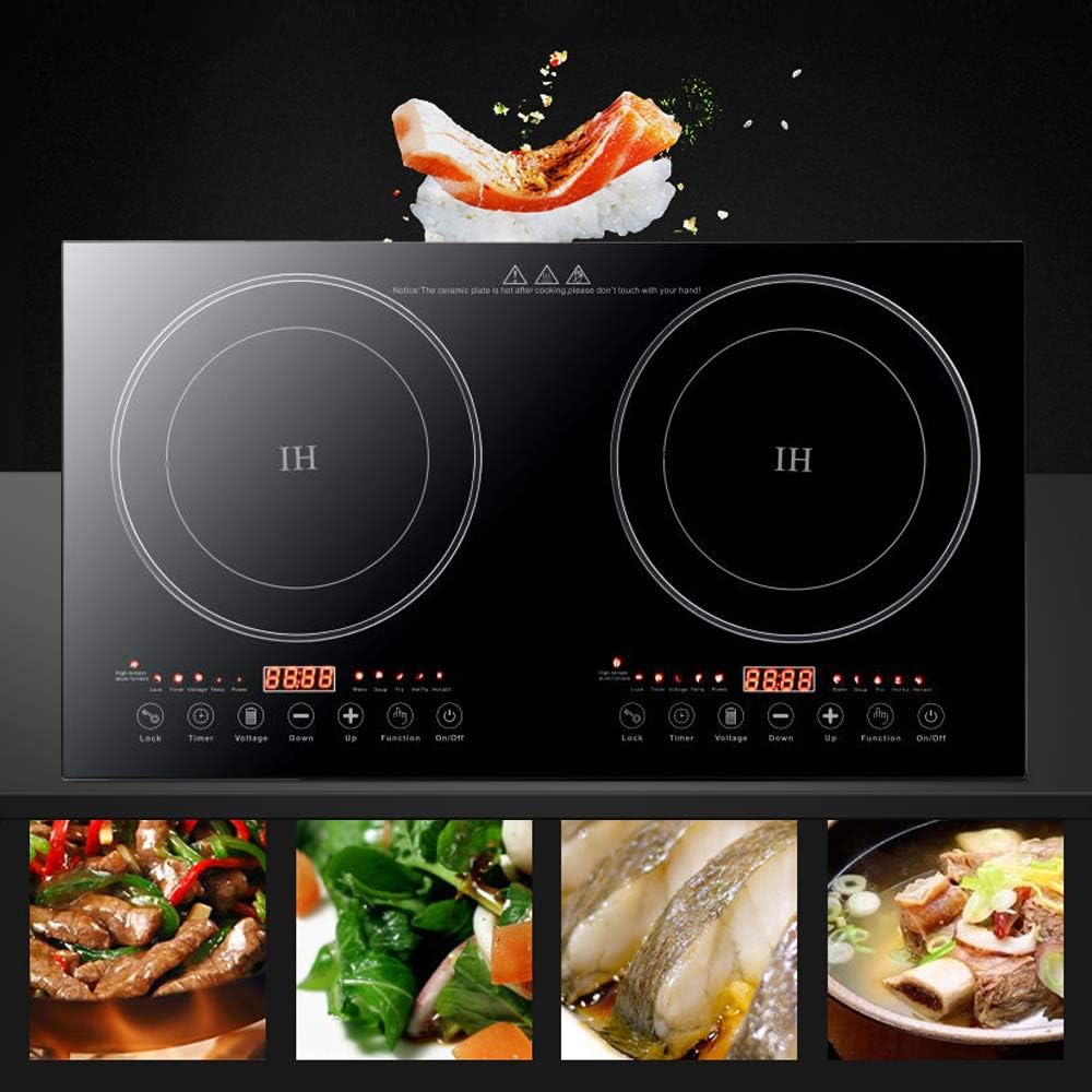 Electric Double Induction Cooktop, 1200W+1200W Countertop Burner Hot Plate, LCD Sensor Touch Screen Energy-Saving, 110V Portable Induction Cooktops 2 Burner with Timer