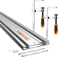 POWERTEC 110' Track Saw Guide Rail Kit for Makita and Festool, Includes 2PK 55' Guide Rails, 2PK Guide Rail Connectors, and 2PK 7' Track Saw Clamps (72057)