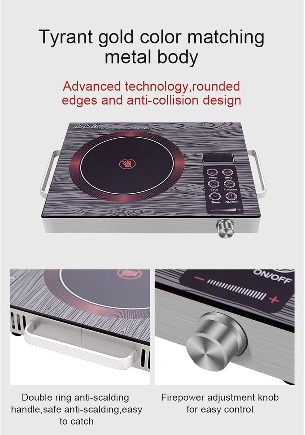 3500W Portable Induction Cooktop Timer Temperature Control Induction Cooktop Intelligent Touch Control Heating Plate for Kitchen Cooking