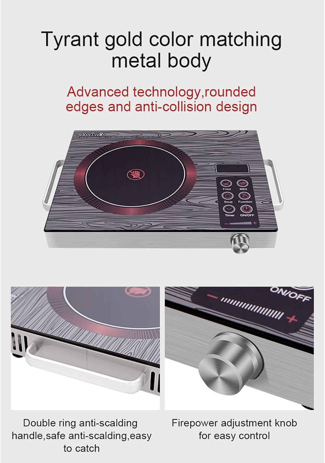3500W Portable Induction Cooktop Timer Temperature Control Induction Cooktop Intelligent Touch Control Heating Plate for Kitchen Cooking