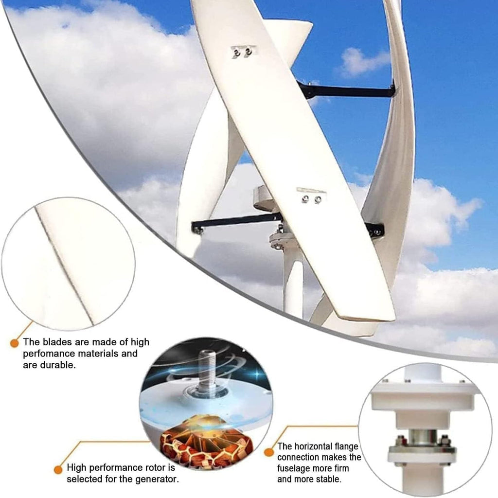 Vertical Wind Turbine Generator for Home 12V 24V 48V 220V with MPPT Low Noise, energy efficient wind power for Farm Garden for Marine,RV,Home,Windmill Generator 3000W-24V