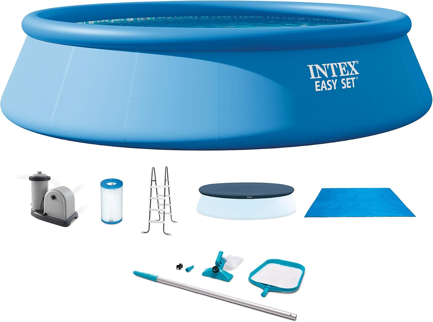 Round Above Ground Swimming Pool Set w/ Cleaning Maintenance Swimming Pool Kit