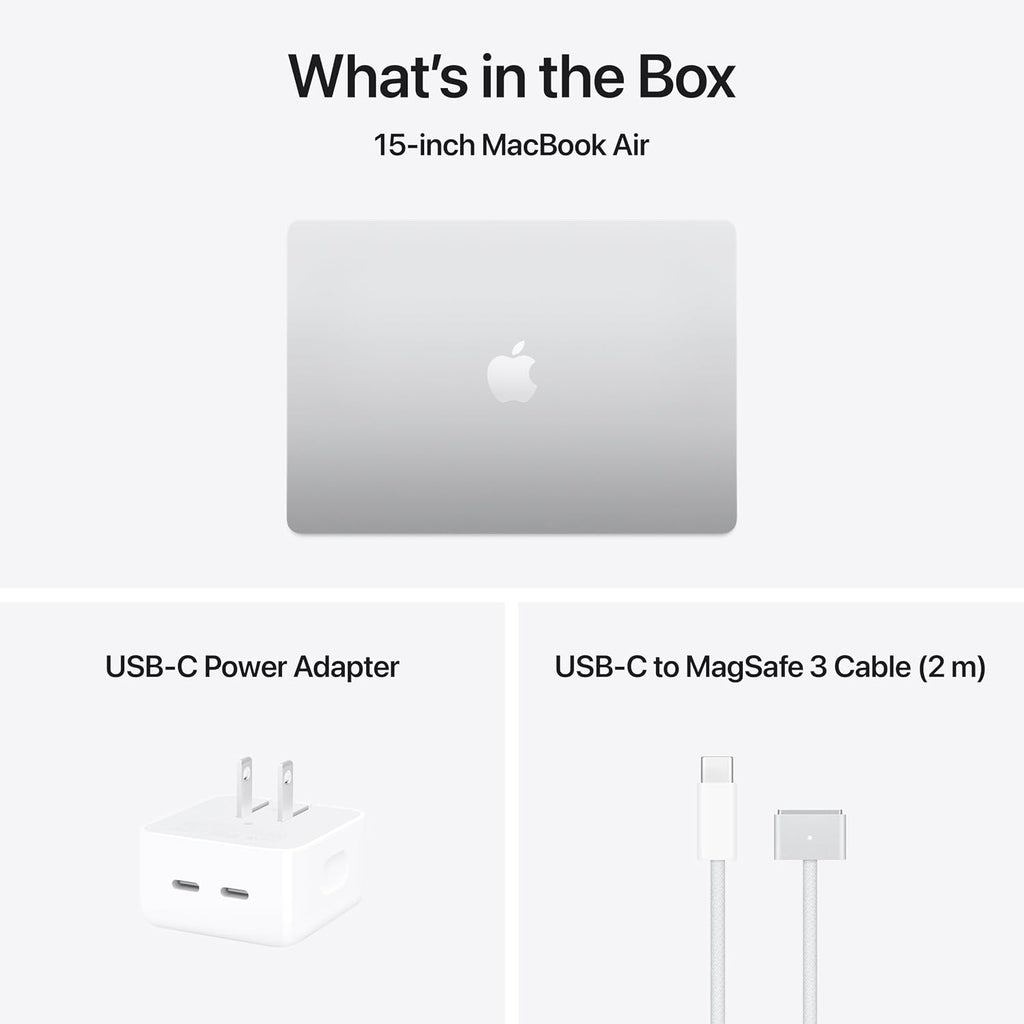 Apple 2025 MacBook Air 15-inch Laptop with M4 chip: Built for Apple Intelligence, 15.3-inch Liquid Retina Display, 24GB Unified Memory, 512GB SSD Storage, 12MP Center Stage Camera, Touch ID; Silver