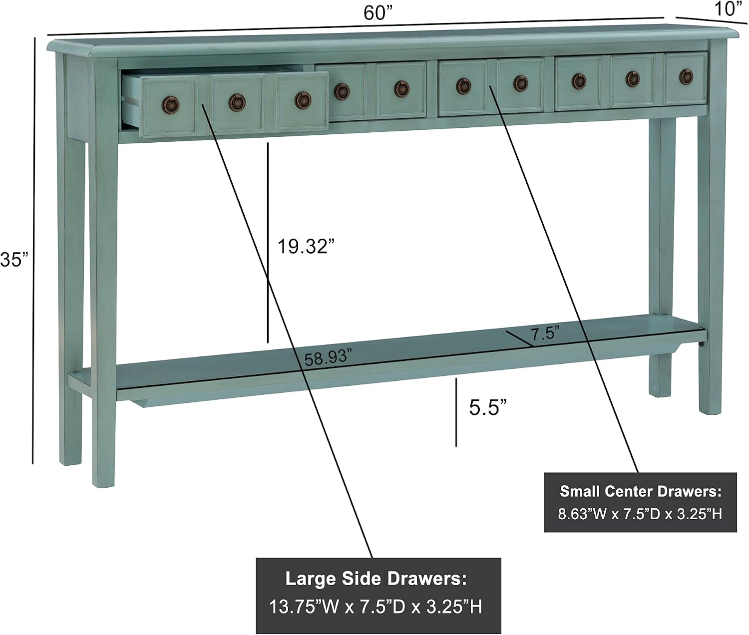 Powell Furniture Sadie Long Console Table, Teal