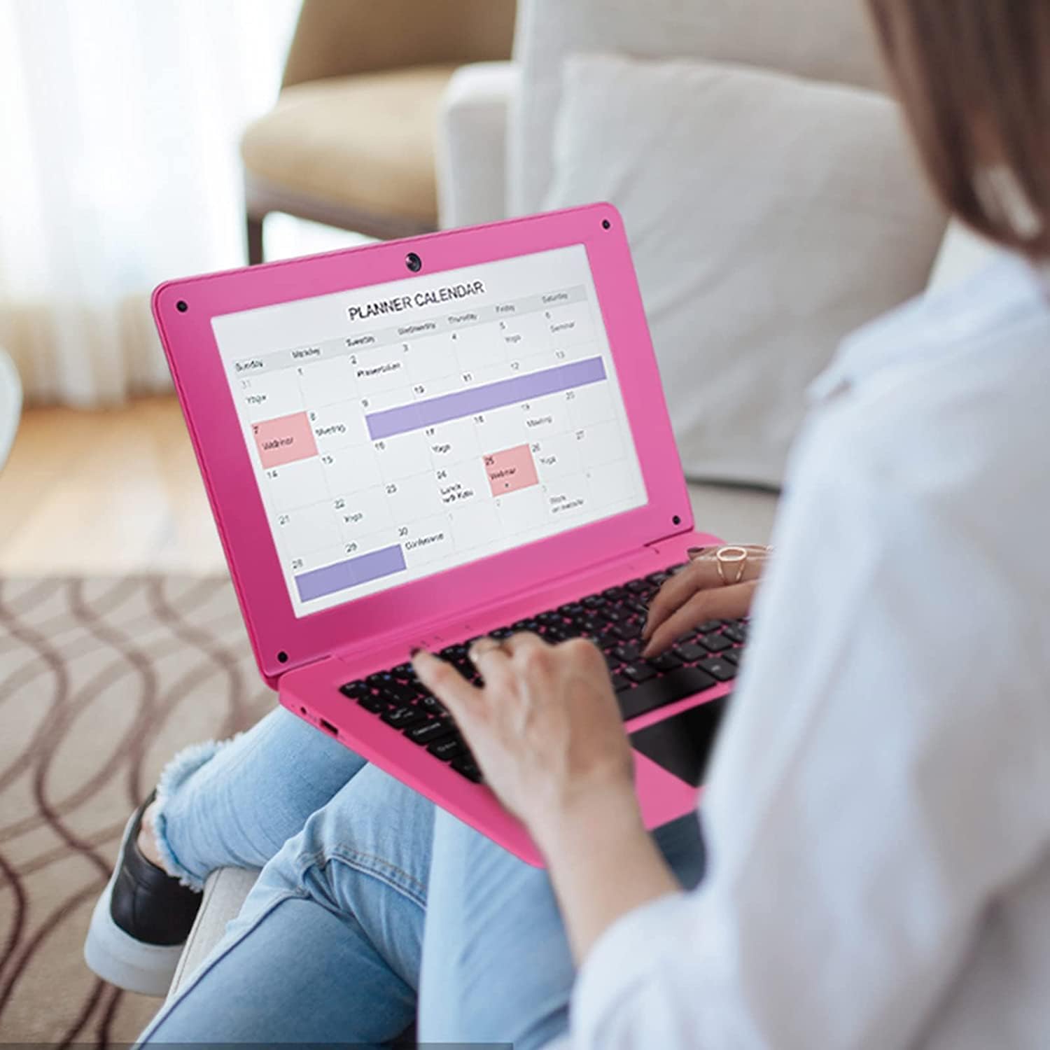 CHIBBS 10.1' Inch Kids Laptop Computer, Netbook Powered by Android 12.0, Quad Core Processor, 2gb Ram + 64gb ROM, Camera, 2* USB, Bluetooth, Wi-Fi- Pink