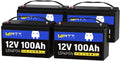 WattCycle 12V 100Ah LiFePO4 Lithium Battery 4 Packs - Built-in 100A BMS, BCI Group 24, Low-Temperature Protection, 15000 Cycles - Ideal for RVs, Golf Cart, Home Energy Storage, Marine, Solar, Off-Grid