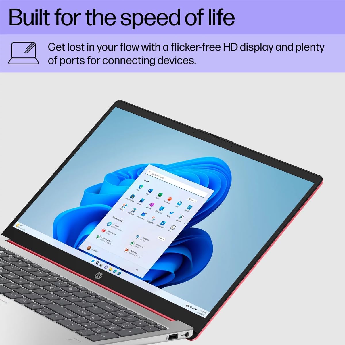 HP Laptop for Business & Students, 15.6'' HD Anti-Glare Display, Intel 4-Cores N200, 16GB RAM, 128GB UFS, Wi-Fi 6, Webcam, HDMI, USB-C, PDG HDMI Cable, Windows 11 Home in S Mode, Scarlet Red, 15-FD