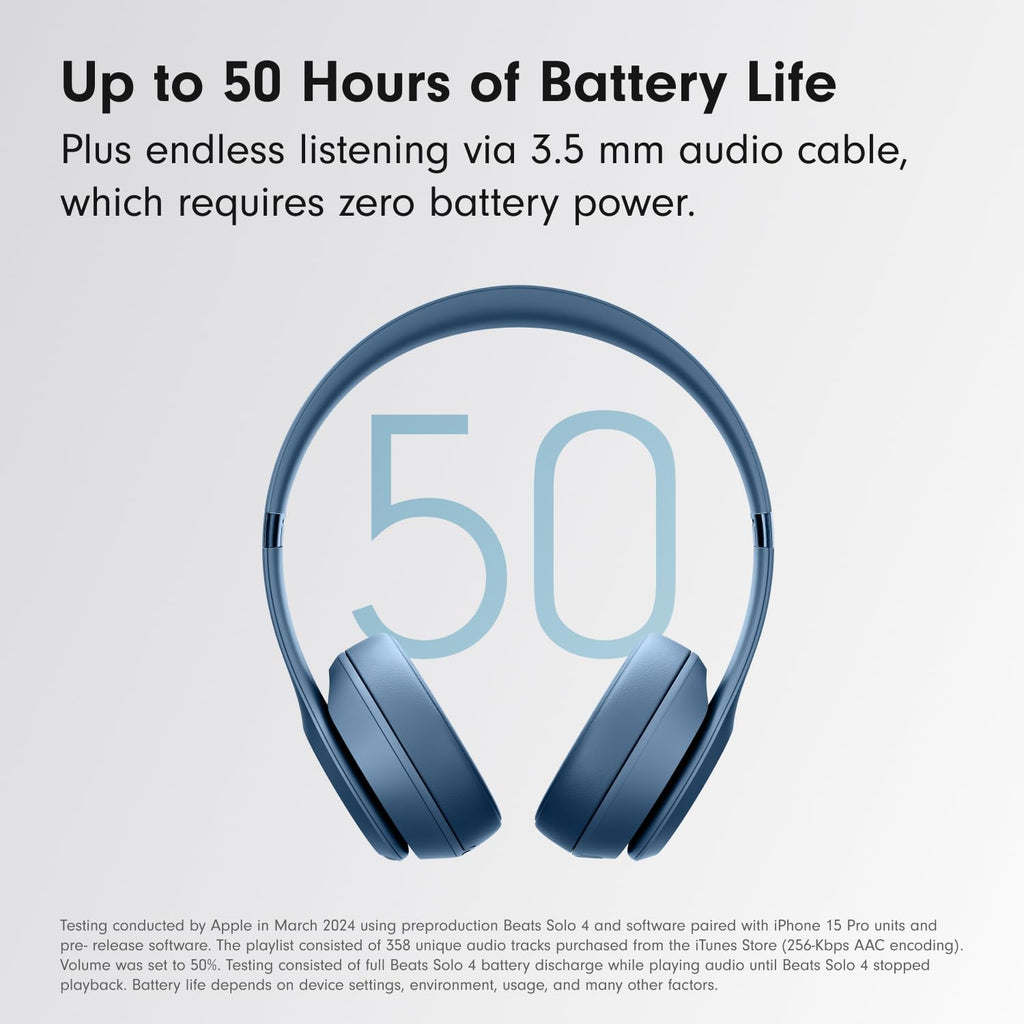 Beats Solo 4 - Wireless Bluetooth On-Ear Headphones, Apple & Android Compatible, Up to 50 Hours of Battery Life - Slate Blue (Renewed)