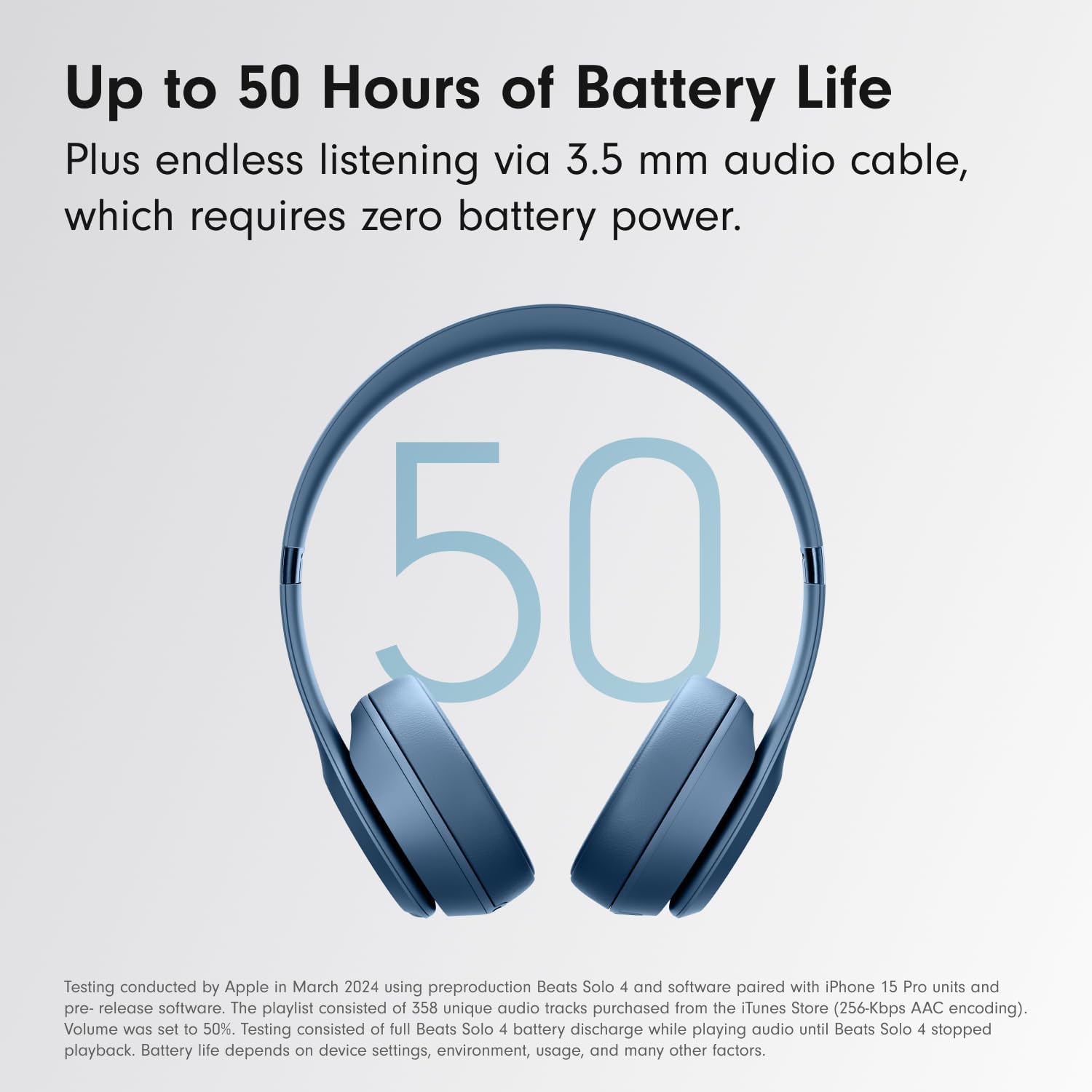 Beats Solo 4 - Wireless Bluetooth On-Ear Headphones, Apple & Android Compatible, Up to 50 Hours of Battery Life - Slate Blue (Renewed)