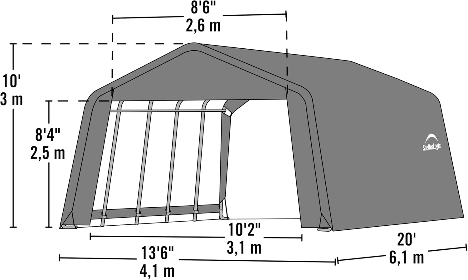 ShelterLogic 73332 Grey 12'x20'x10' Round Style Shelter