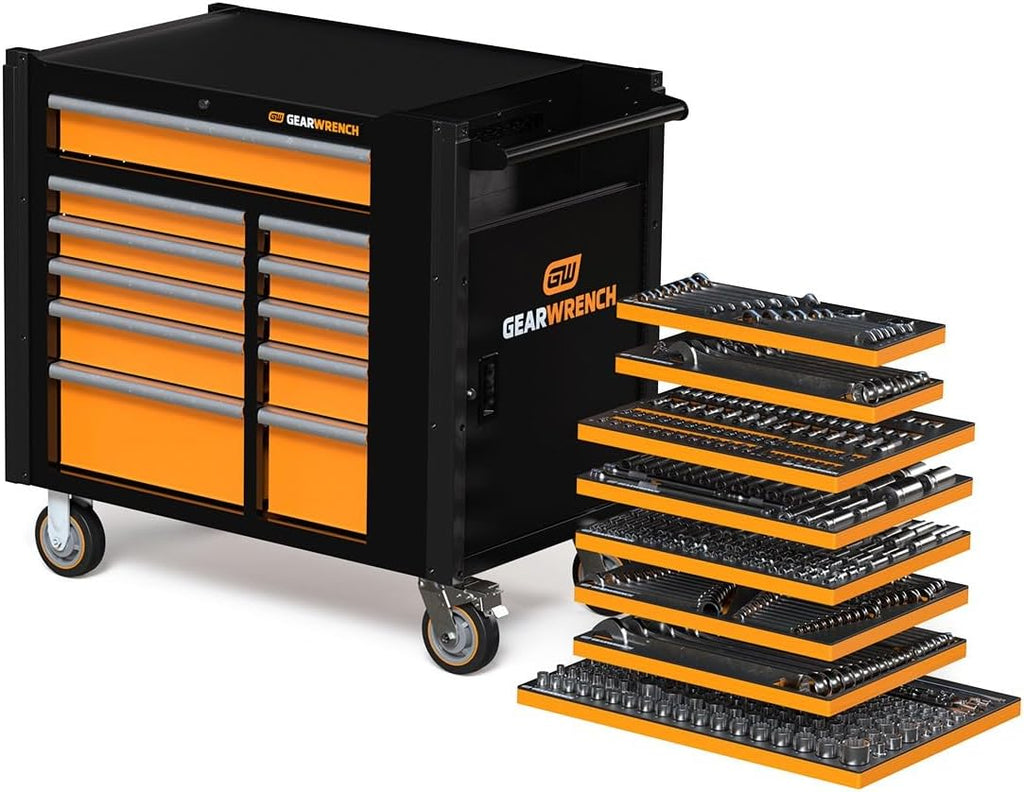 GEARWRENCH 614 Piece Master Mechanics Hand Tool Set with Premium Modular foam Trays and Mobile Work Station | MEGAMODMRO