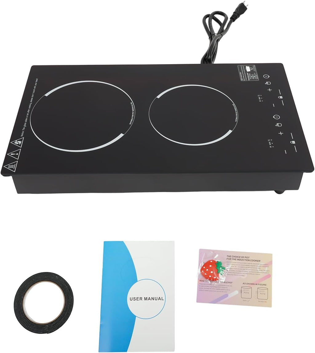 4000W Double Induction Cooktop, 2 Burner Electric Stove Top with 9 Power Levels & Timer, 20.08 Inch Portable Countertop Range with LED Digital Display for Home, Dorm, RV (110-120V)