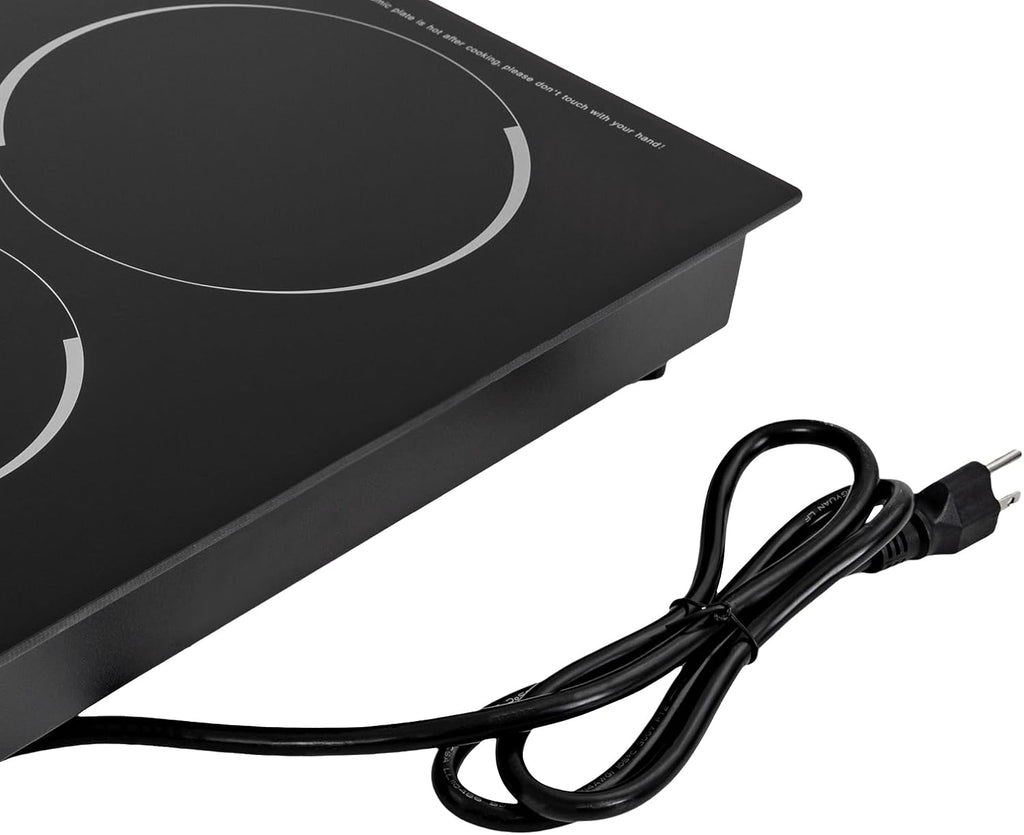 1200W+900W 20 Inch Electric Cooktop, 9 Levels 2 burner induction Built-in Plate Hot Plate Electric burner Double Induction Cooktop with LED touch Knob Control Overheat Protection for all Pans