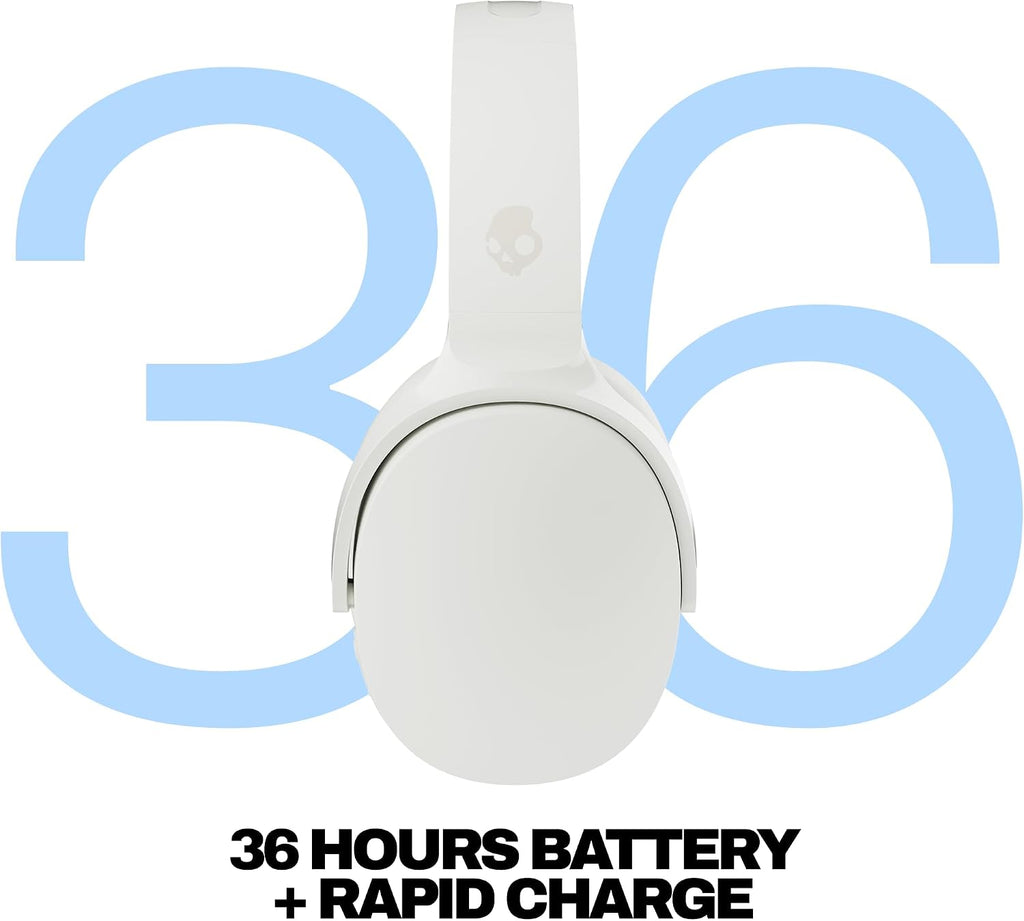 Skullcandy Hesh Evo Wireless Over-Ear Bluetooth Headphones, Noise Isolating, Up to 36 Hours Battery, Foldable Lightweight Design, Microphone for iPhone Android - Bone