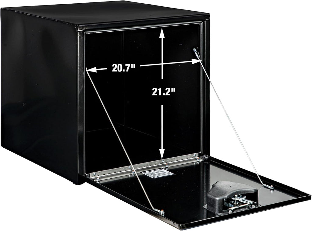 Buyers Products 1704300 Black Steel Underbody Truck Tool Box – 24 x 24 x 24 Inch - Truck Bed & Underbelly RV Storage Box, Locking T-Latch, Weather-Resistant, Heavy-Duty Flatbed Job Box, Made in USA