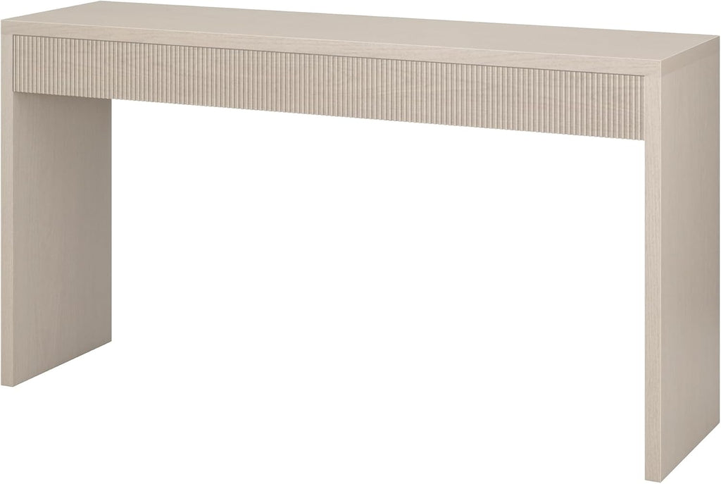Henn&Hart 55' Rectangular Fluted Console Table, Ribbed Entryway Table, Sofa Table for Entryway, Living Room, Couch, Hallway, or Office, Beech White