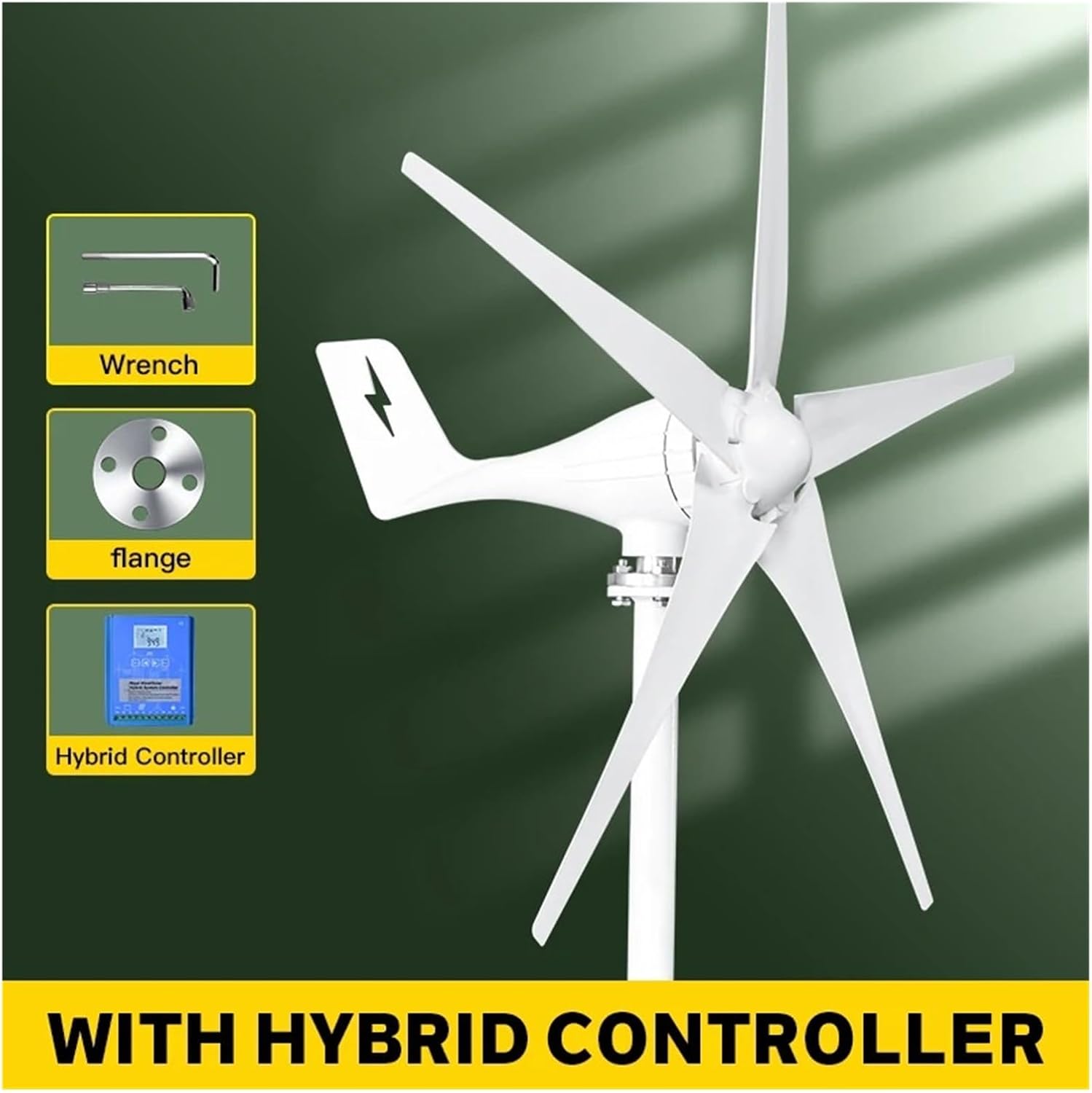 Wind Turbine Generator 3000w Horizontal 12V 24V Free Energy Magnetic Strong Power Inverter Output for Home Industrial Energy(with Hybrid Controll,24V_1000W)