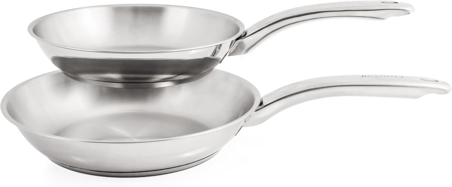 BergHOFF Belly Shape 18/10 Stainless Steel 12Pc Cookware Set, Metal Lids, Fast, Evenly Heat, Induction Cooktop Ready