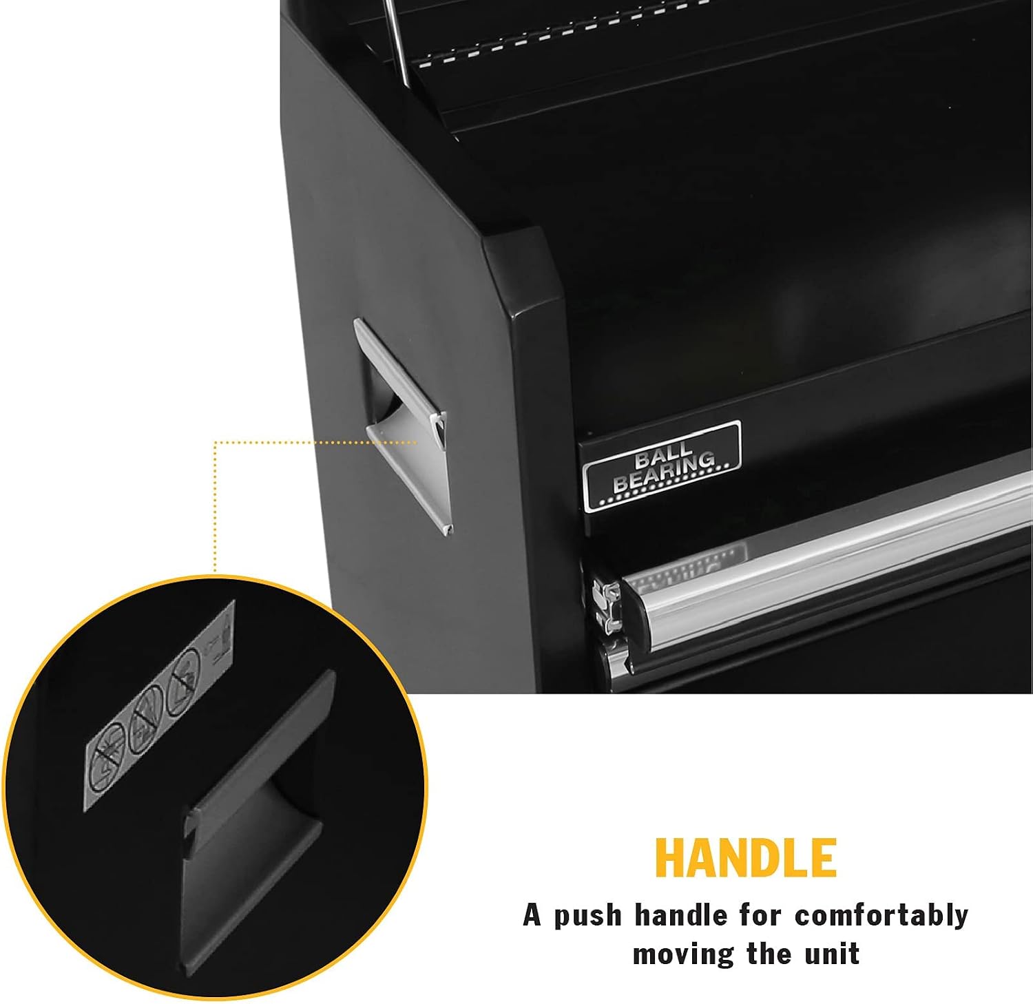 Olympia Tools 26-Inch 4-Drawer Portable Tool Chest, Metal Storage Organizer Box, Black - Work Toolbox for Home Garage and Workshop with Locking Lid and Ball Bearing Slides