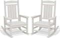 KINGYES Oversized HDPE Patio Rocking Chair Set of 2, Outdoor Rocking Chairs Porch Rocker for Adults, White