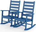 GREENVINES Outdoor-Rocking-Chairs-Set-of-2 | HDPE Plastic | Patio Rockers | Porch Rocker Chair | Shaker | Oversized | High Ladder Back | Big & Tall | PentaLuxe | Blue
