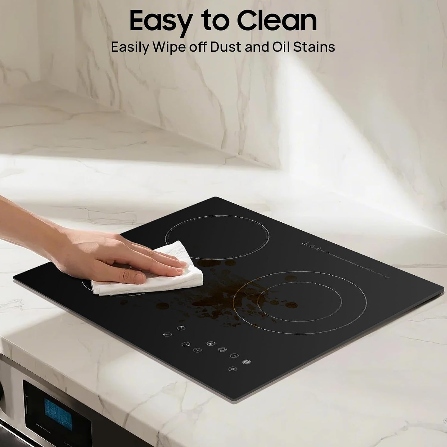 Electric Ceramic Cooktop, 24inch 3 Burners Electric Cooktop with Time Adjustable Function 9 Heating Levels Electric Stove Top