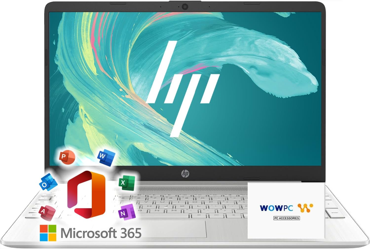 HP 15 Laptop for School, Work, and Home + Microsoft Office 365, 16GB RAM, 512GB SSD, 15.6' FHD 1080p LED Display, Copilot AI, Fast Intel Processor, HDMI, Windows 11 Pro