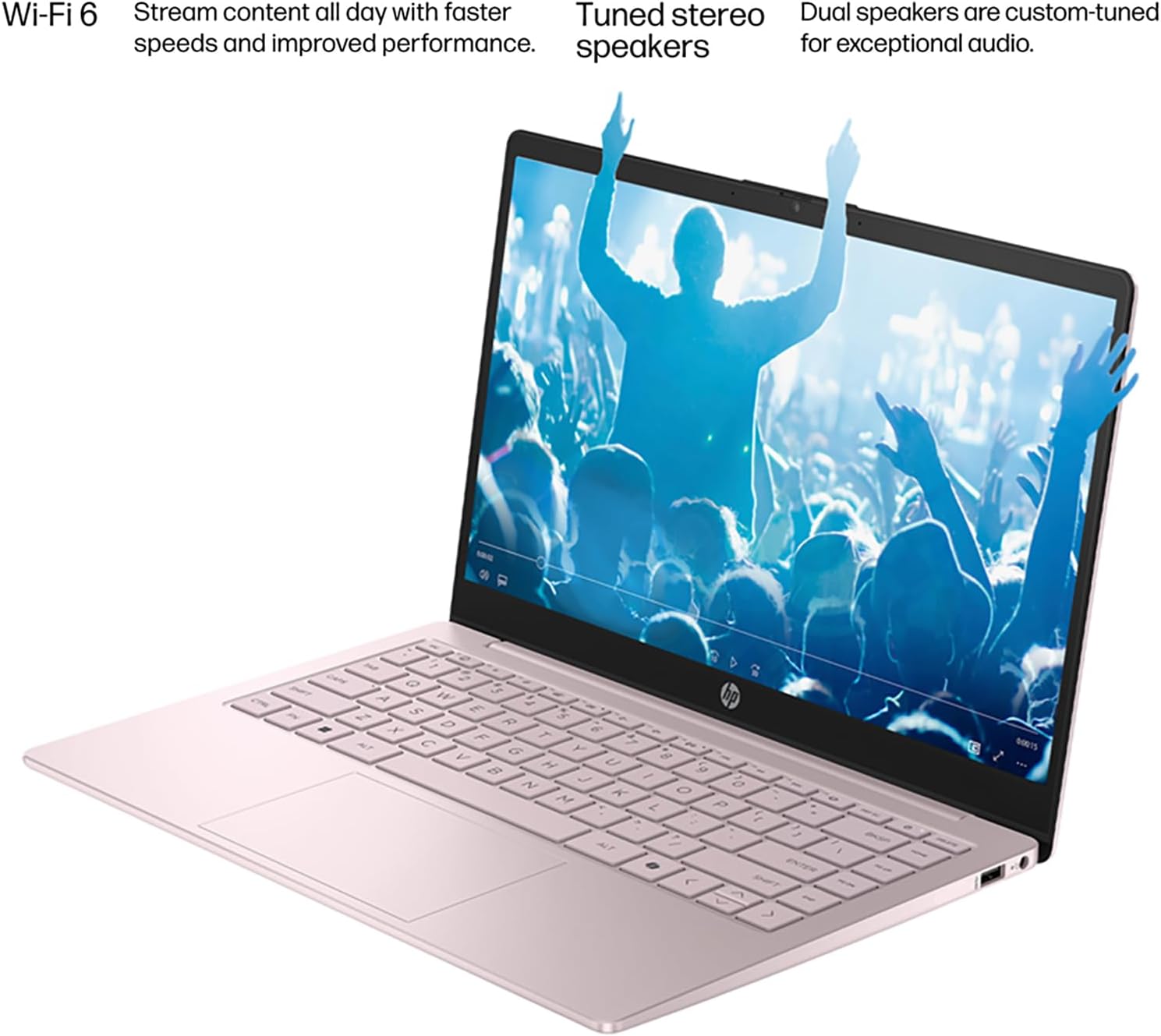 HP Laptop 2026 Edition with Copilot AI, 8GB RAM, 256GB SSD + 128GB UFS, Intel Processor, Long Battery Life, Lightweight, 1 Year Office 365, Windows 11 Home S for Students & Office, Type-C HUB, Pink