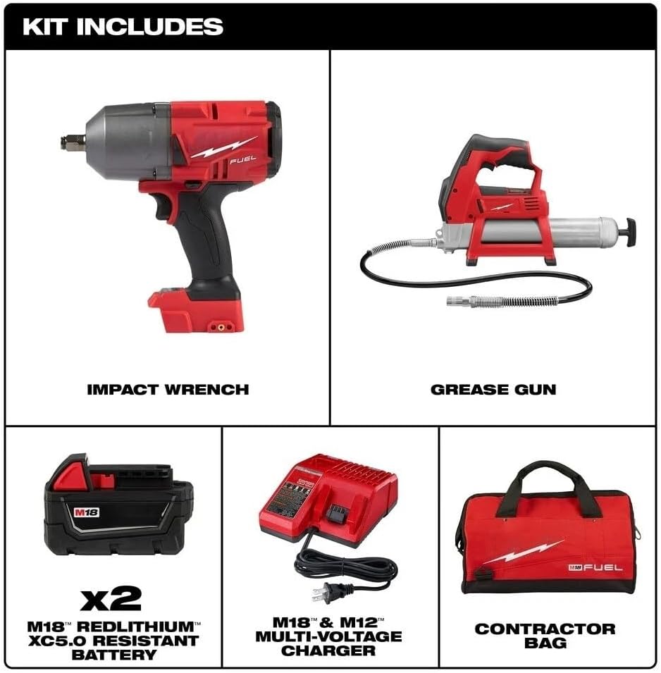 high torque impact wrench and Grease Guns 2767-22GR for Milwaukee M18 FUEL Grease Gun Kit