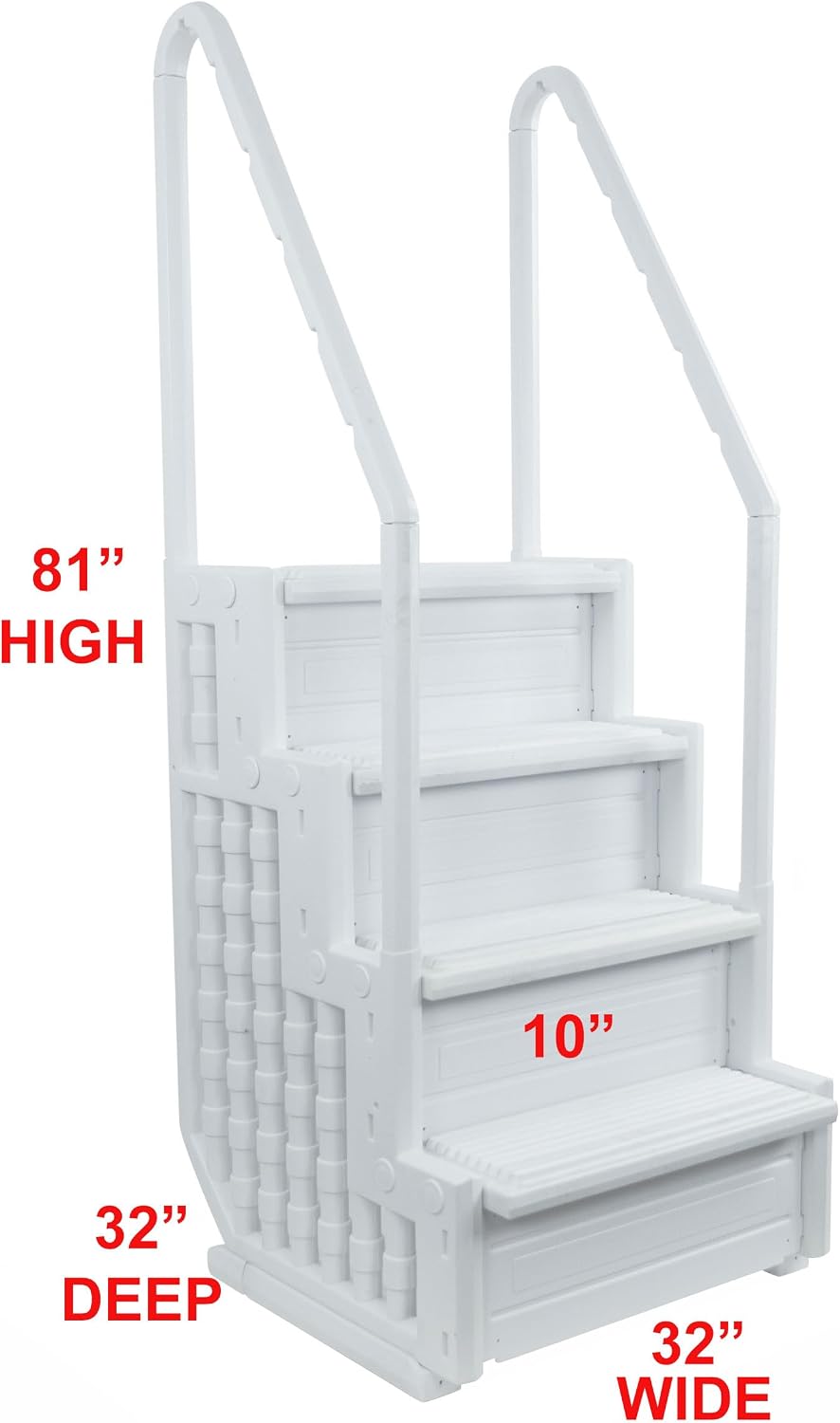 Aqua Select Everest in Pool Steps | White | for Above Ground Swimming Pools | Mount to Decks 48 to 54 Inches | Safety Stairs Capacity Up to 350 Pounds