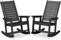 BRIOPAWS Outdoor Rocking Chairs | Set of 2 | Porch Rockers | HDPE Plastic| Black | Oversized | Patio Rocker Chair | High Back | for Big Man | Weather Resistant | for Outside Deck Balcony Backyard