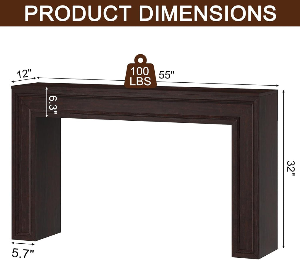 Rresyet 55 Inch Long Console Table, Sofa Table Behind Couch, Entryway Table, Farmhouse Entryway Table for Entrance, Hallway, Living Room (Cherry)