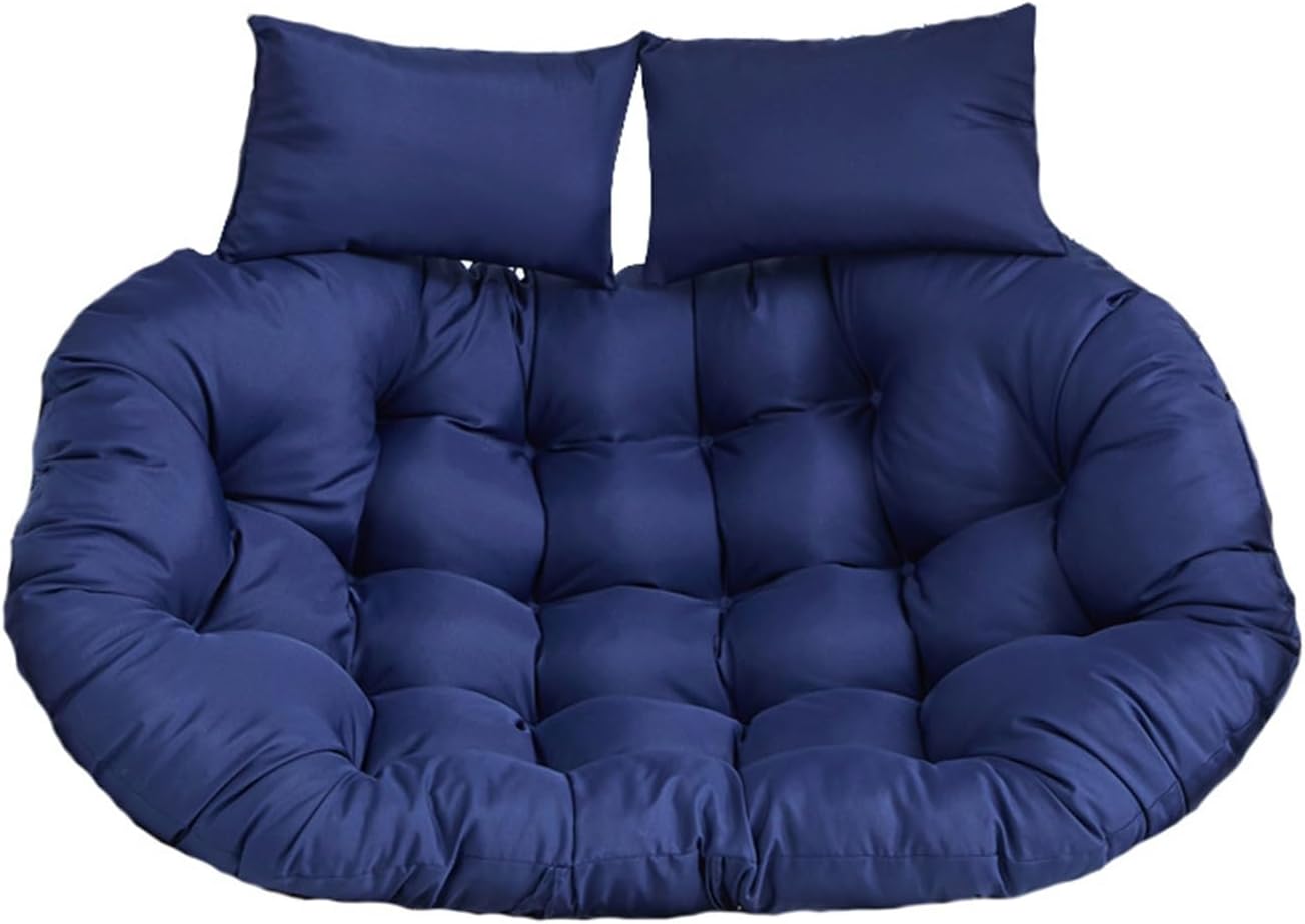 Oversized Double Papasan Chair Cushion 59 x 39 Inch (Without Chair), Outdoor Waterproof Hanging Swing Chair Cushion, Patio Swivel Rocker Chair Cushion with Headrest Pillow(Navy Blue)