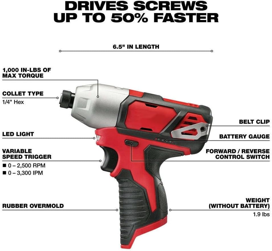 with Milwaukee 2494-22 M12 12V Cordless Power Lithium-Ion 2-Tool Combo Kit