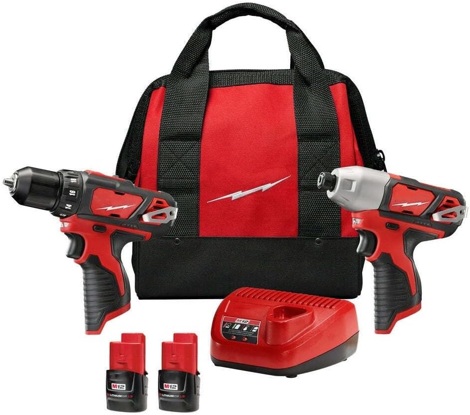 BYOGI 2494-22 M12 For Milwaukee 12V Cordless Power Lithium-Ion 2-Tool Combo Kit