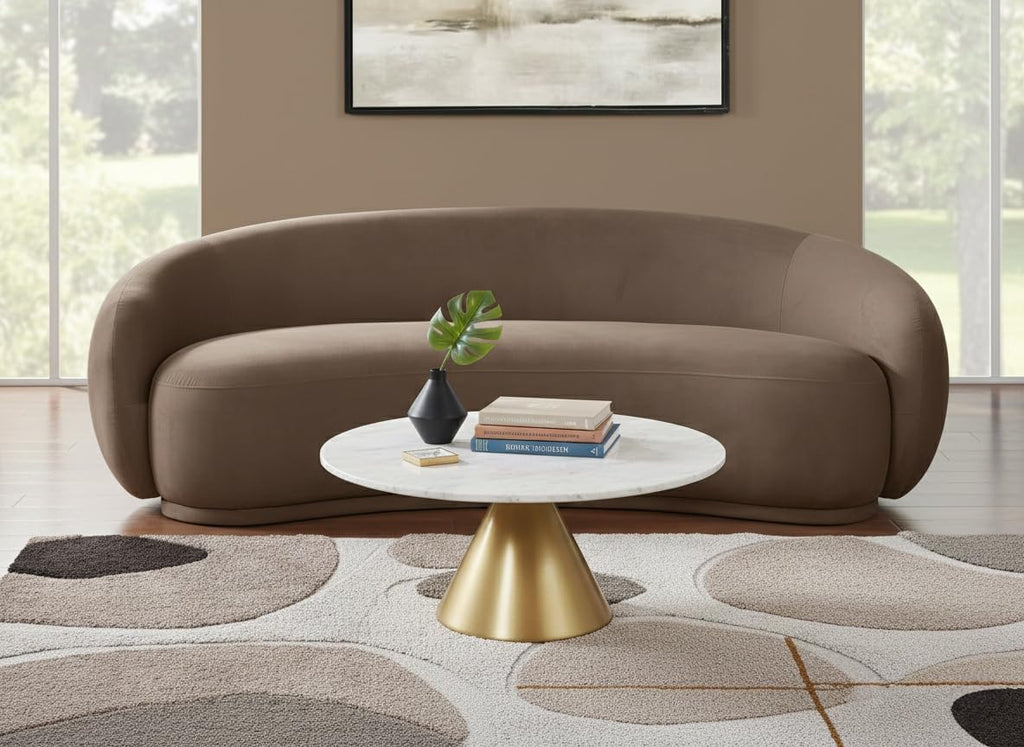 Meridian Furniture 44044Brown-S Emery Collection Modern | Contemporary Sofa with Ultra Luxe Brown 460 GSM Velvet, Solid Eucalyptus Wood Inner Frame, 95' W x 45.5' D x 31' H, Brown