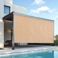 8' W x 8' H Roll up Shade for Outside, Outdoor Roller Shades, Privacy Sun Shade for Patio, Balcony, Deck, Beige Windproof Retractable Blinds