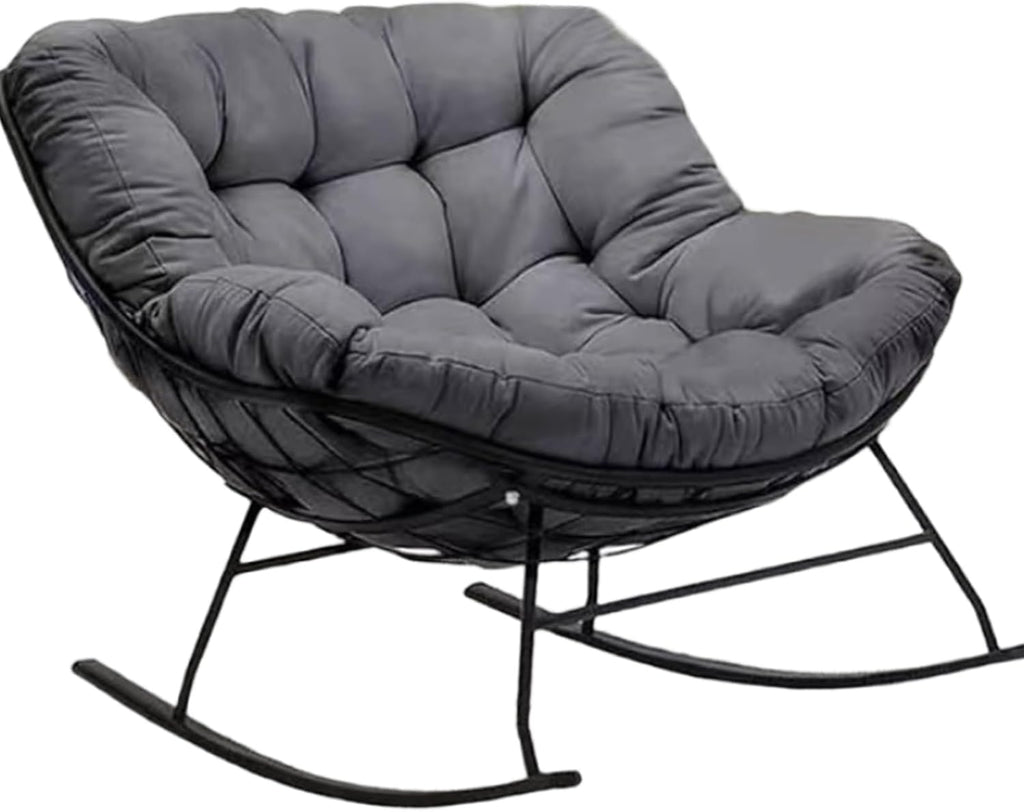 Outdoor Rocking Chair Cushions（Only Cushion, Waterproof Patio Egg Lounge Chair Cushion, Indoor Papasan Chair Cushion(Dark Gray)