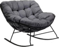Outdoor Rocking Chair Cushions（Only Cushion, Waterproof Patio Egg Lounge Chair Cushion, Indoor Papasan Chair Cushion(Dark Gray)